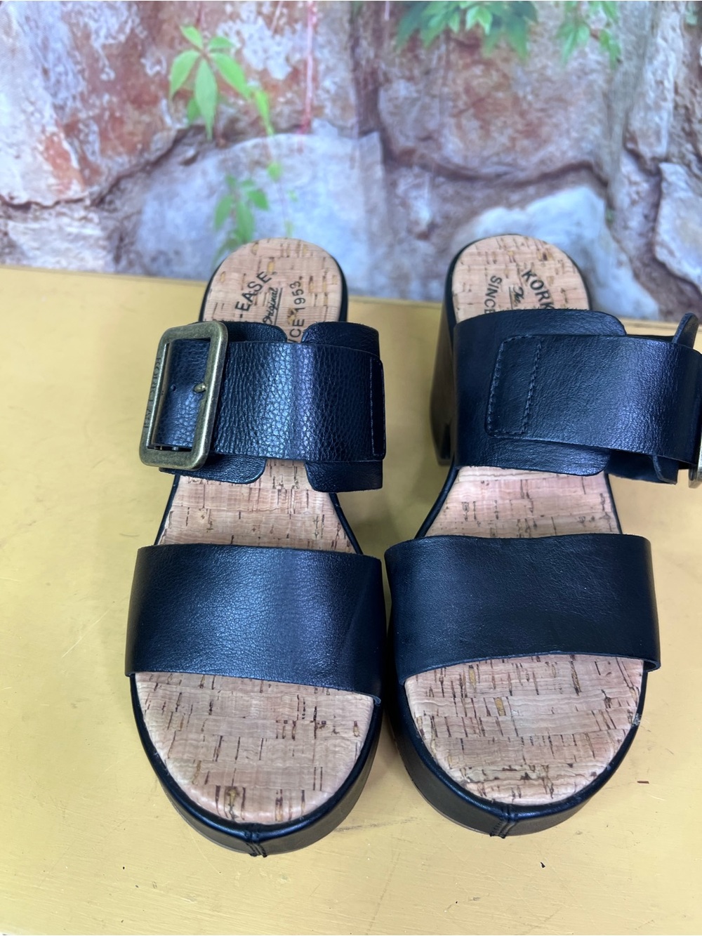 KORK-EASE Black Leather Platform Sandals, 7 - Picture 6 of 12